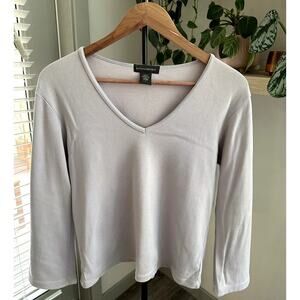 Banana Republic Women’s Long Sleeve Lilac Top Size Large L V-Neck 100% Cotton